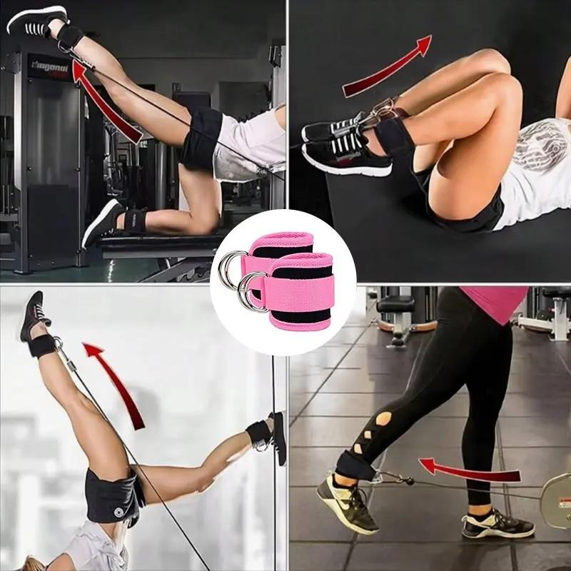 Ankle Straps Ankle Resistance Bands Wrist Cuffs Padded Straps Adjustable Fitness Glute Kickback D-Ring for Cable Machine Gym Foot Leg Training Brace Support 1 Pair