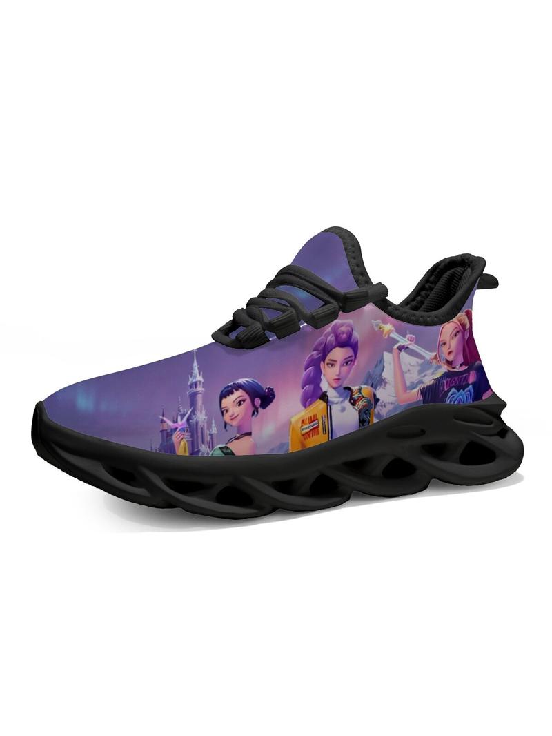 K-Pop Demon Hunters Casual Kids Sneakers Soft EVA Sole Low-cut Breathable Comfortable Fashion Sports Shoes for Girls Boys (011001)