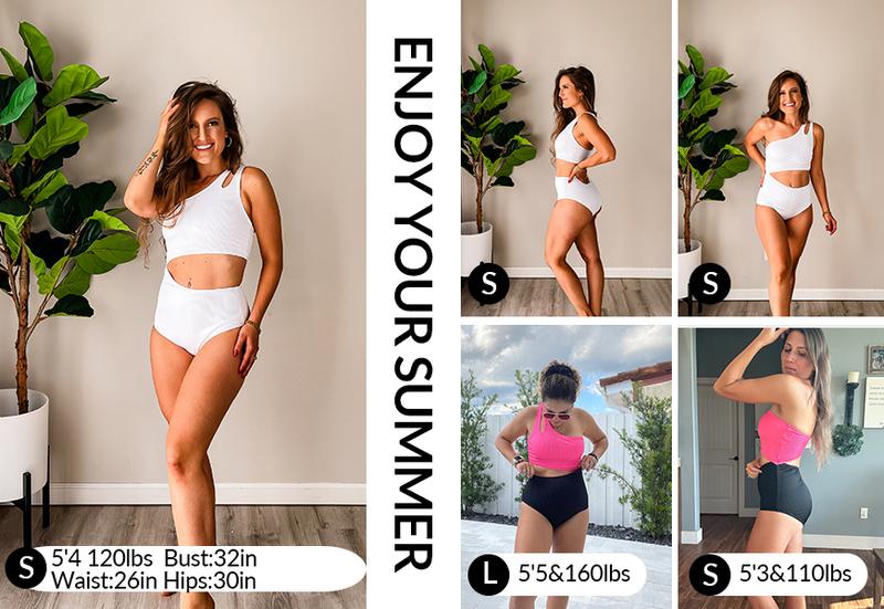 Yonique Cutout One Piece Swimsuit Women - One Shoulder Bathing Suit Ribbed Swimwear 2025 Monokini