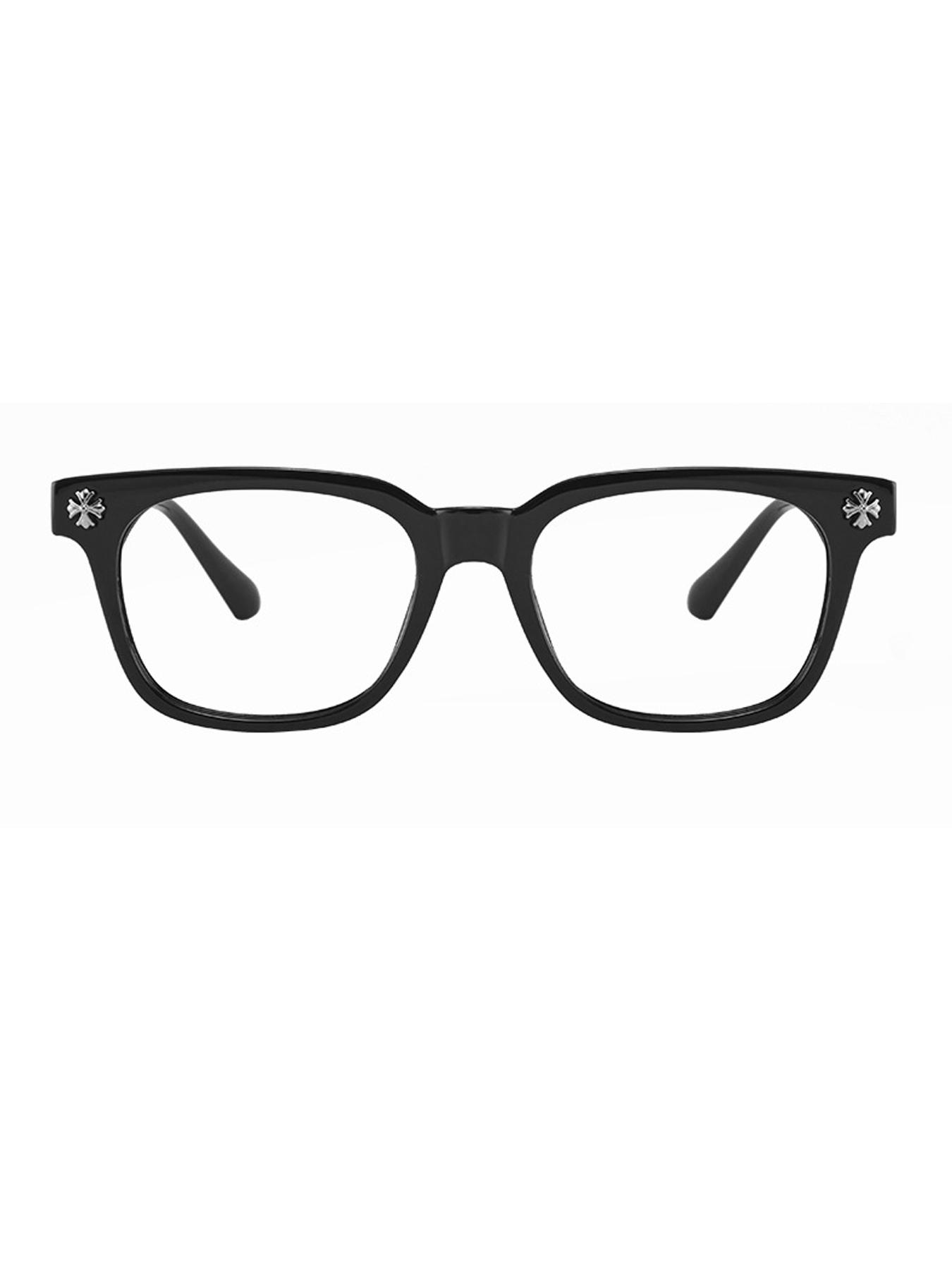 Fashion Metal Square Frame Flat Lens Outdoor Versatile Anti-Blue Light Glasses, Casual Style, All Seasons, Plain Pattern