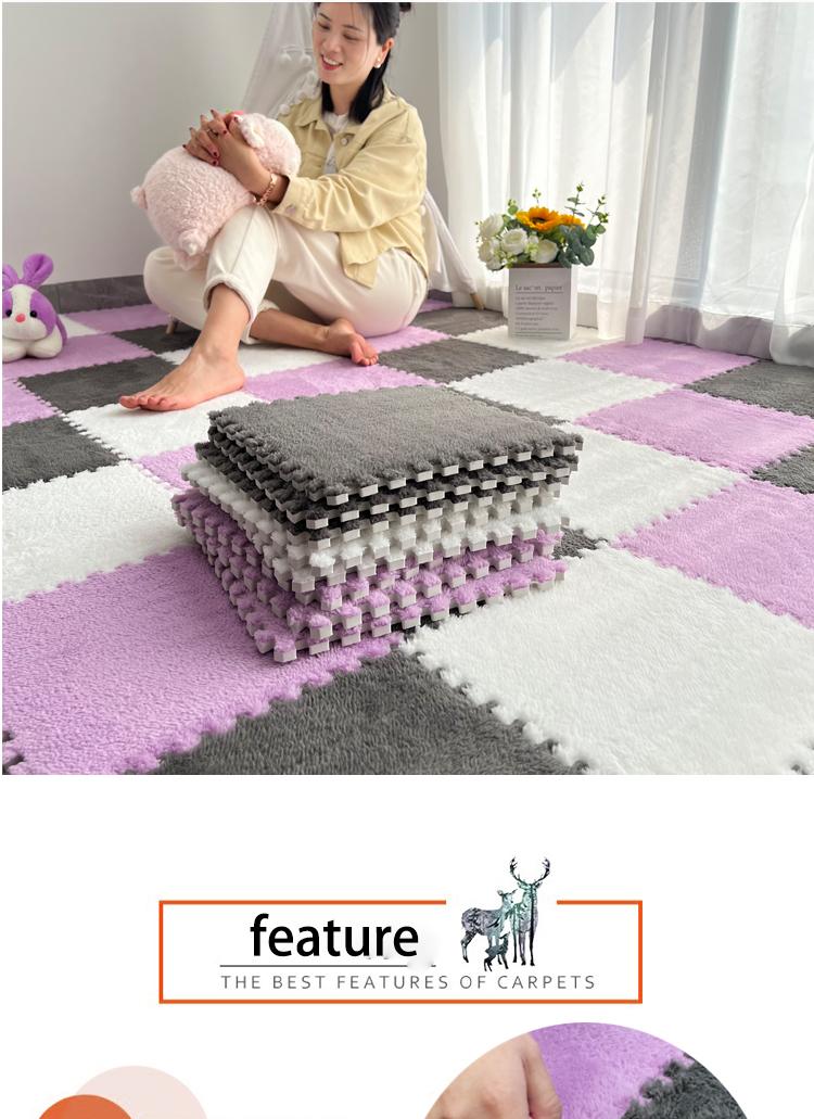 24-Piece Long Pile Patchwork Rug Set, Washable Floor Mat, Interlocking Mats for Bedroom & Living Room, Home Use, 6mm Eva Foam Base, Carpet Mats