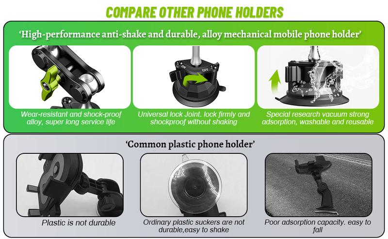 Joytutus 360° Rotating Suction Cup Phone Mount for Car Universal Ball Head Arm Adjustable Holder for Video Recording Vlogging Dashboard Windshield Sunroof