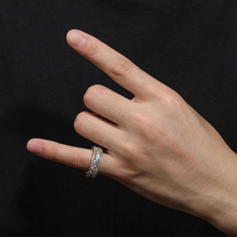 【#R44 livestream】UCCIYO 8mm Synthetic Moissanite Rings For Men Hip Hop Jewelry Sterling Silver S925