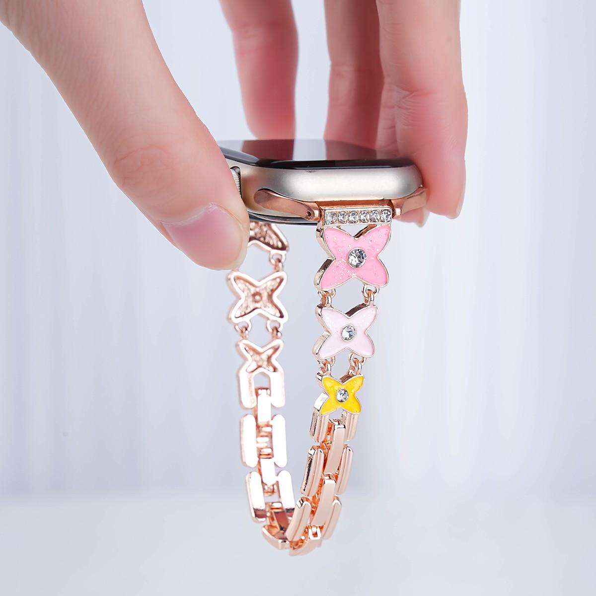 Women's Apple Watch Band, Silicone Strap, Stainless Steel, Casual, Smart Replacement Band, Fits 38-46mm, Birthday Gift, Couple Band