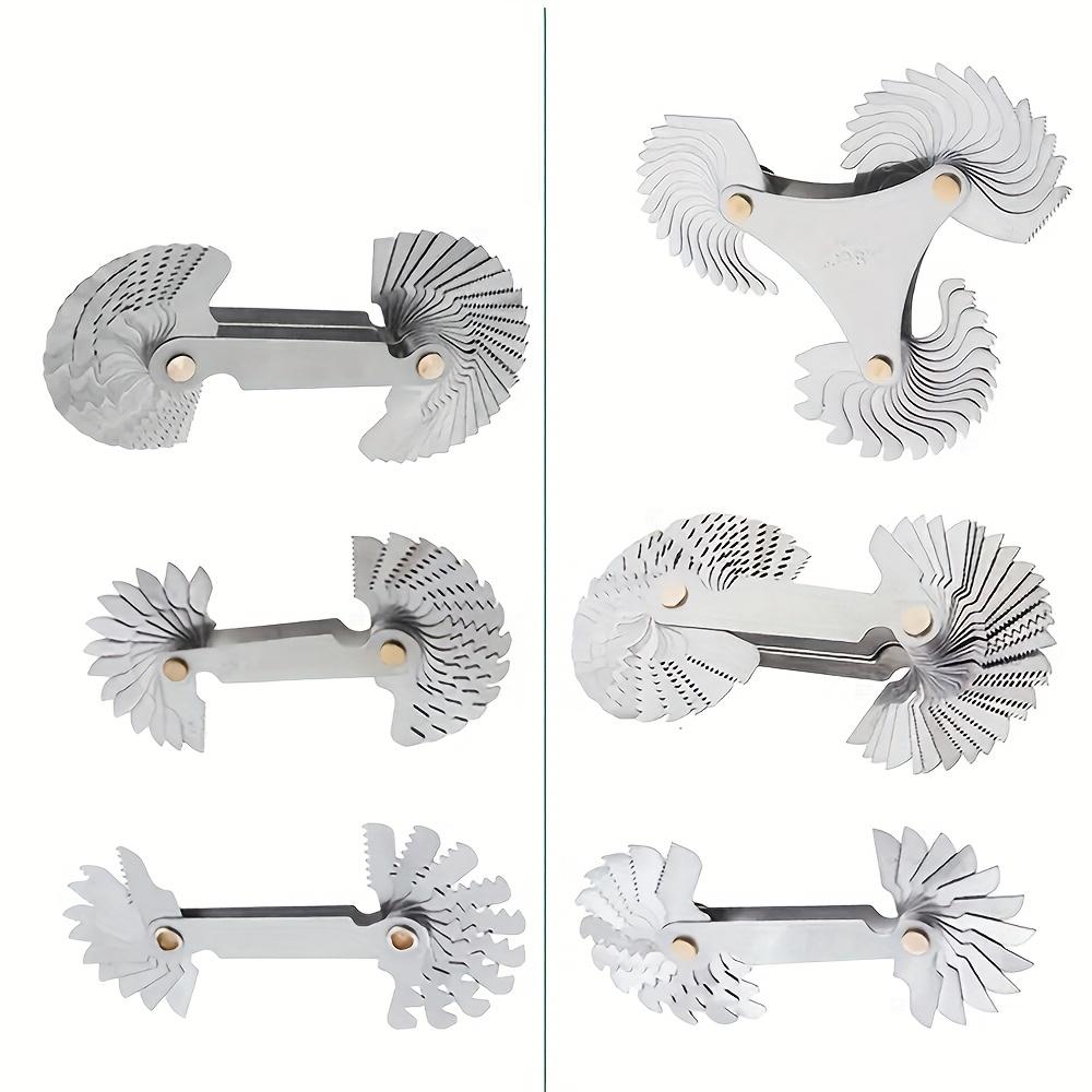 6 Style Alloy Thread Gauge – Dual Metric & Imperial Thread Checker,Handheld Nut and Bolt Identifier,Precision Thread Measurement Tool with Ergonomic Grip,Durable Alloy for Mechanical,Industrial,and DIY Use,Accurate Thread Size Gauge