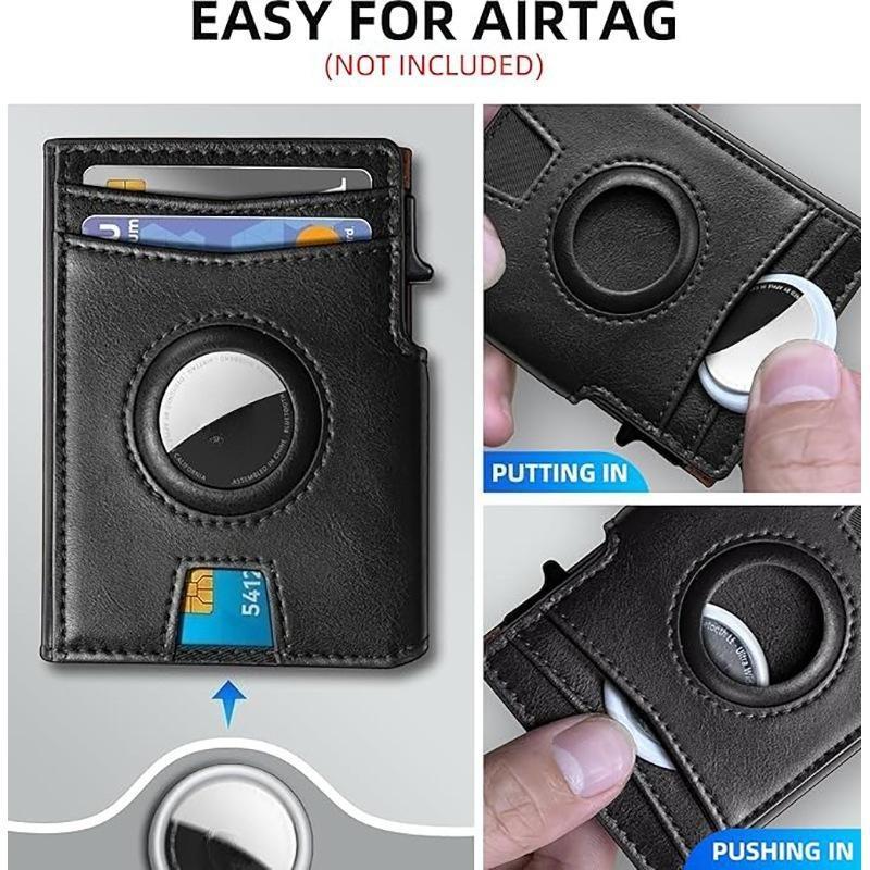New Airtag Wallet For Men Gigt, Minimalist Money Clip 10 Cards Metal Case Smart Slim Pop Up Wallet With Magnetic Closure RFID Blocking Aluminum Credit Card Holder Bifold Wallet With Gift Box