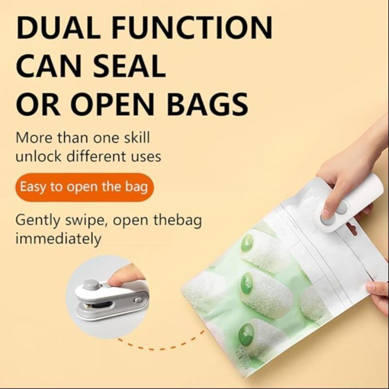 Mini Snack Bag Sealer Machine, Dual-Function USB Rechargeable Heating Sealer, Plastic Electric Heat Sealer, Portable Food Preserver