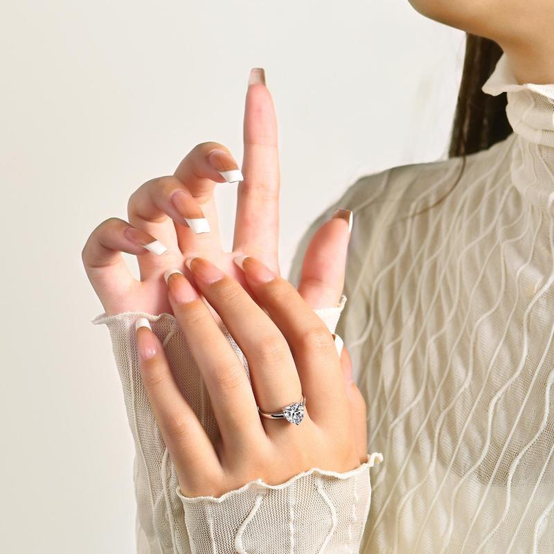 Love Heart Synthetic Moissanite 2CT Ring D Color VVS1  for Women Engagement Wedding Anniversary Gift Fine Jewelry R010