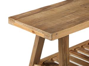 PieDle Furniture 2-Tiers Solid Wood Bench-43.3" Farmhouse Entryway Bench with Storage Shelf, Narrow Rustic Bench for Hallway, Kitchen, Bedroom, Dining