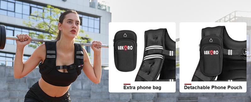 LEKÄRO Weighted Vest, 6lbs/8lbs/12lbs/16lbs/20lbs/25lbs/30lbs Weights Vest for Women Men with Reflective Stripe for Workout, Strength Training, Running, Walking, Muscle Exercise Equipment Adjustable Protective Belt