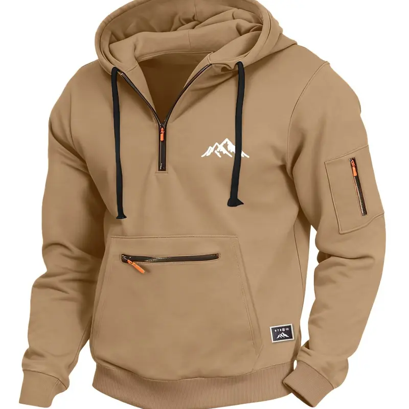 Autumn Winter Thick Zipper Hoodie, Casual Loose Fit Design, Fashionable Simple Sports Sweatshirt, Essential for Outdoor Enthusiasts
