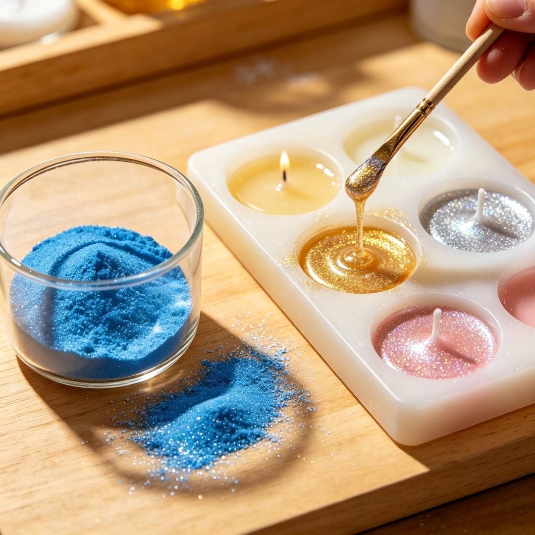 2-Pack Wheat and Blue Mica Powder, Candle Making Gold and Pigments, Soap Dye, Epoxy Resin, Nail Art, Safe DIY Paints, 10g/bottle