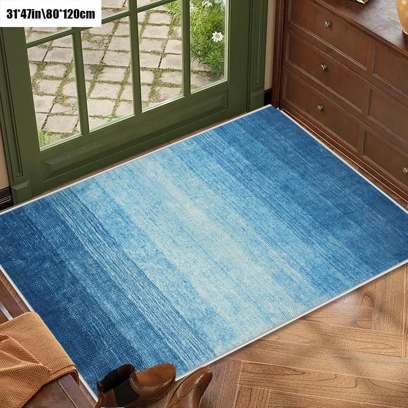 Gradient Blue Pattern Rug, Indoor Outdoor Easy Clean Soft Durable Rug, Ideal for Living Room Bedroom Dining Hallway Entrance, Perfect Home Decor and Valentine's Day Decoration, Decorative Rug, Patio Rug