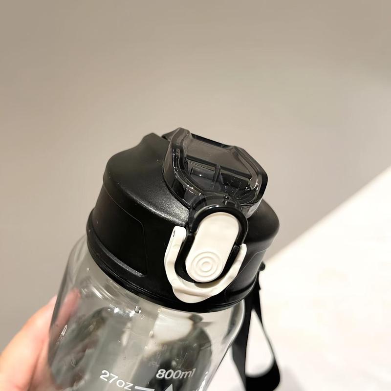 Time Marked Water Cup, Outdoor Sports Clear Water Bottle with Straw, Medium Size Transparent Drinking Cup for Hydration, Portable Sports Bottle
