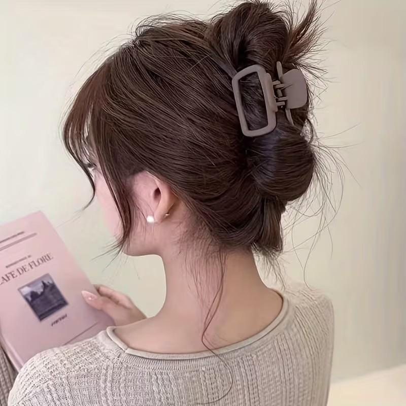 Simple Elegant Small Matte Square Hair Clip, Shark Fin Design Half Bun Holder, Versatile Hair Accessory for Daily Use