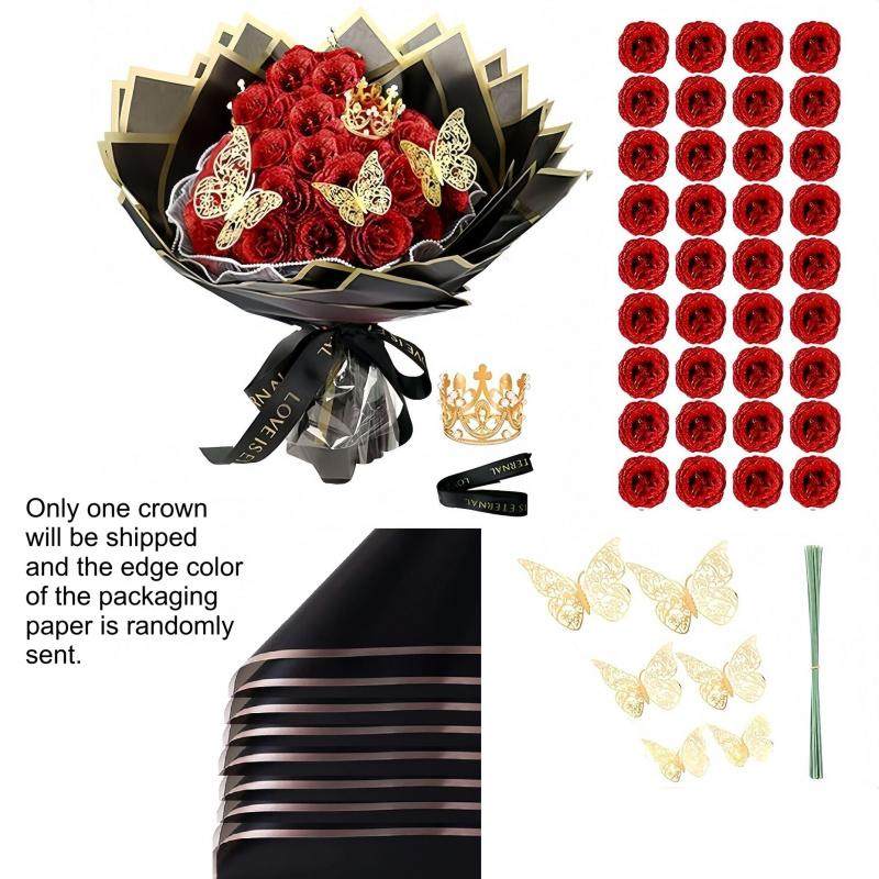 🌹Valentine's Flash Rose Bouquet Making Kit, 36pcs Artificial Roses, Decorative Artificial Flower, DIY Handmade Decorative Ornament, Home Room Decor, Romantic Gift for Weddings, Anniversaries