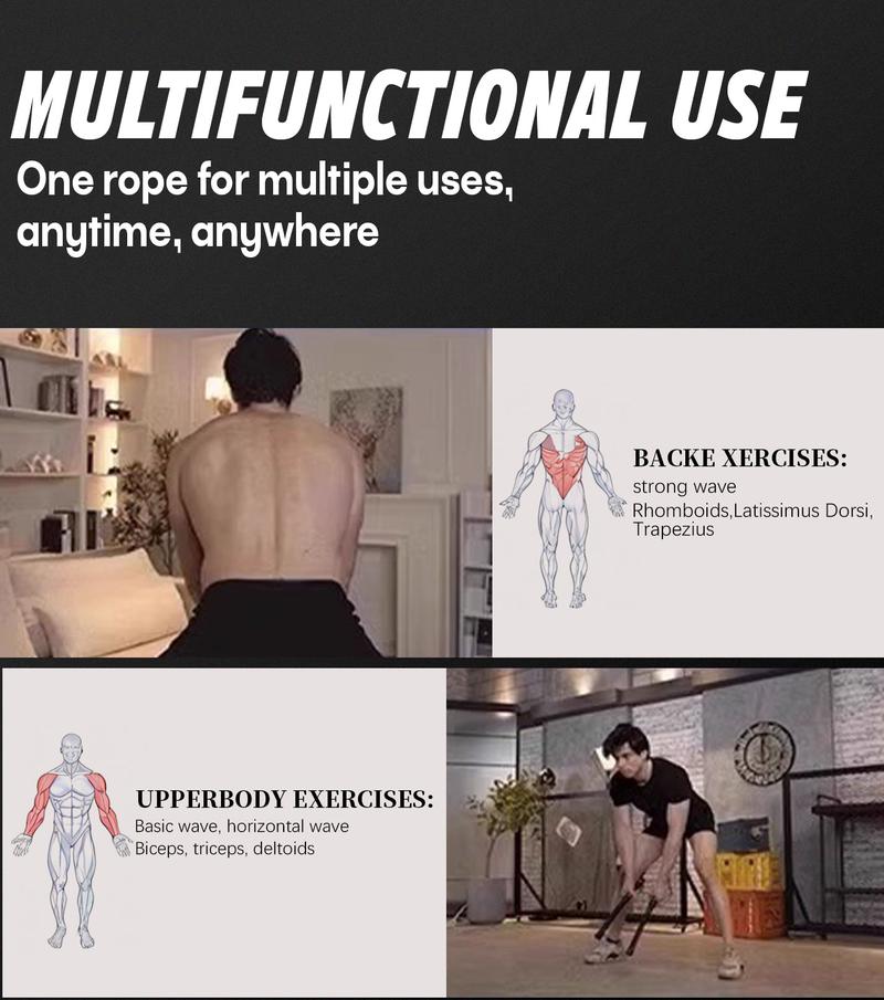 Soulyis Cordless Battle Ropes for Home Gym - Cordless Training Rope Fitness Equipment for Men & Women, Weighted Workout Ropes for HIIT, No-Jump Full-Body Exercise,  Ideal for Fitness Enthusiasts Workout Equipment Training Equipment & Festival Gift