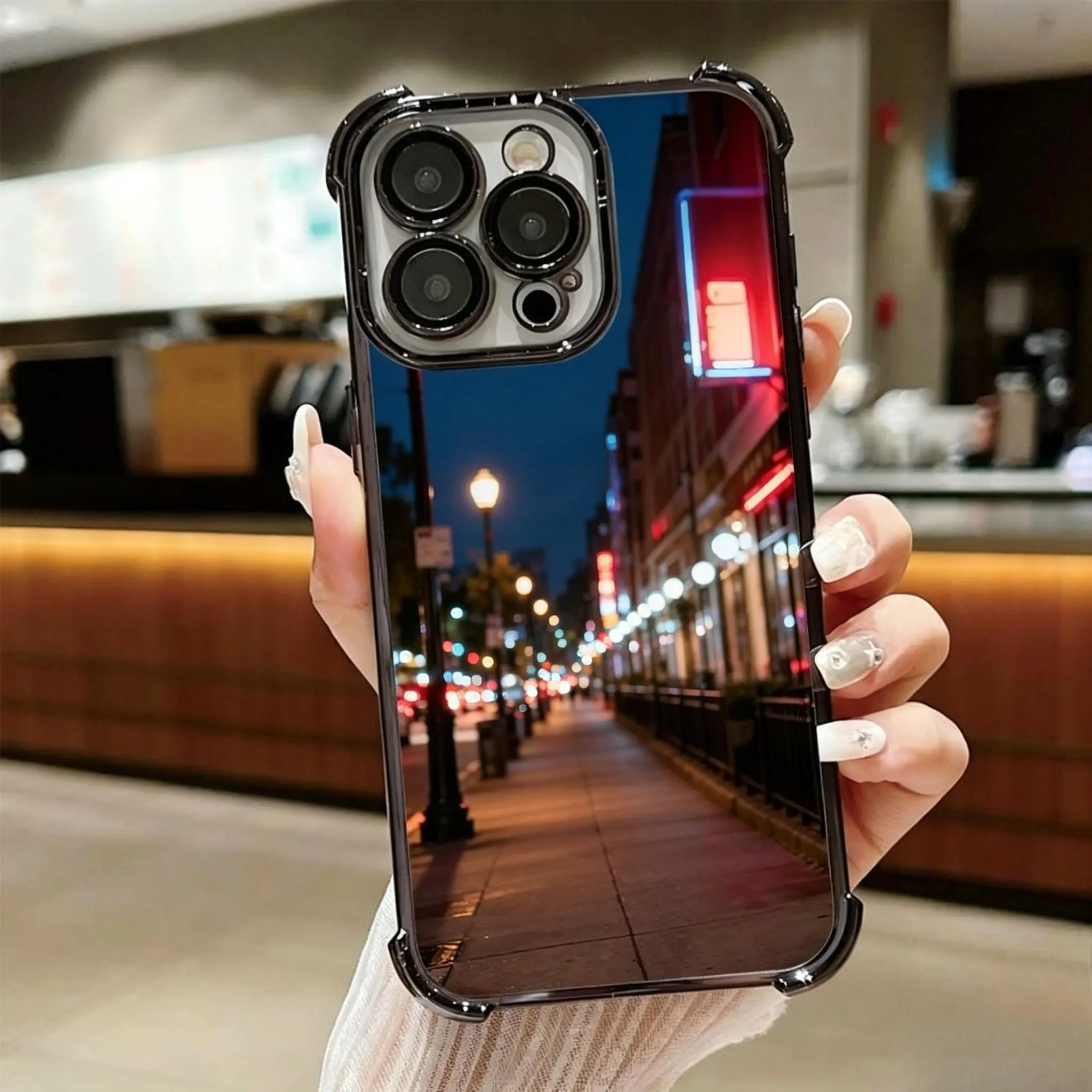 DIY Personalized Custom Romantic Couple Interactive Photo Electroplated 4-Corner Airbag Anti-Drop Cellphone Cover - Phone Accessories Casing for iPhone 17/16/15/14/13/12 Pro Max/Pro/Plus Devices, Creative Gift for Friends or Self-Use