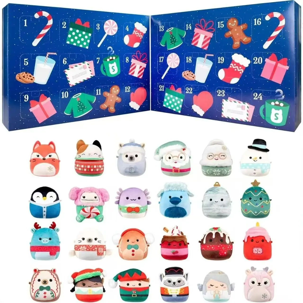 Christmas Axolotl Plush Countdown Calendar, 24 Colorful Mini Axolotl Stuffed Toys, Cute 24-Day Christmas Gift for Kids, Stuffed Animal Gifts