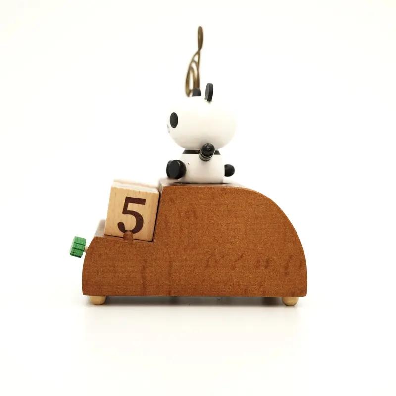 Wooden Panda Calendar Music Box, Desktop Bedroom Ornaments, Unique Decorative Gift, Perfect for Home & Office Decoration