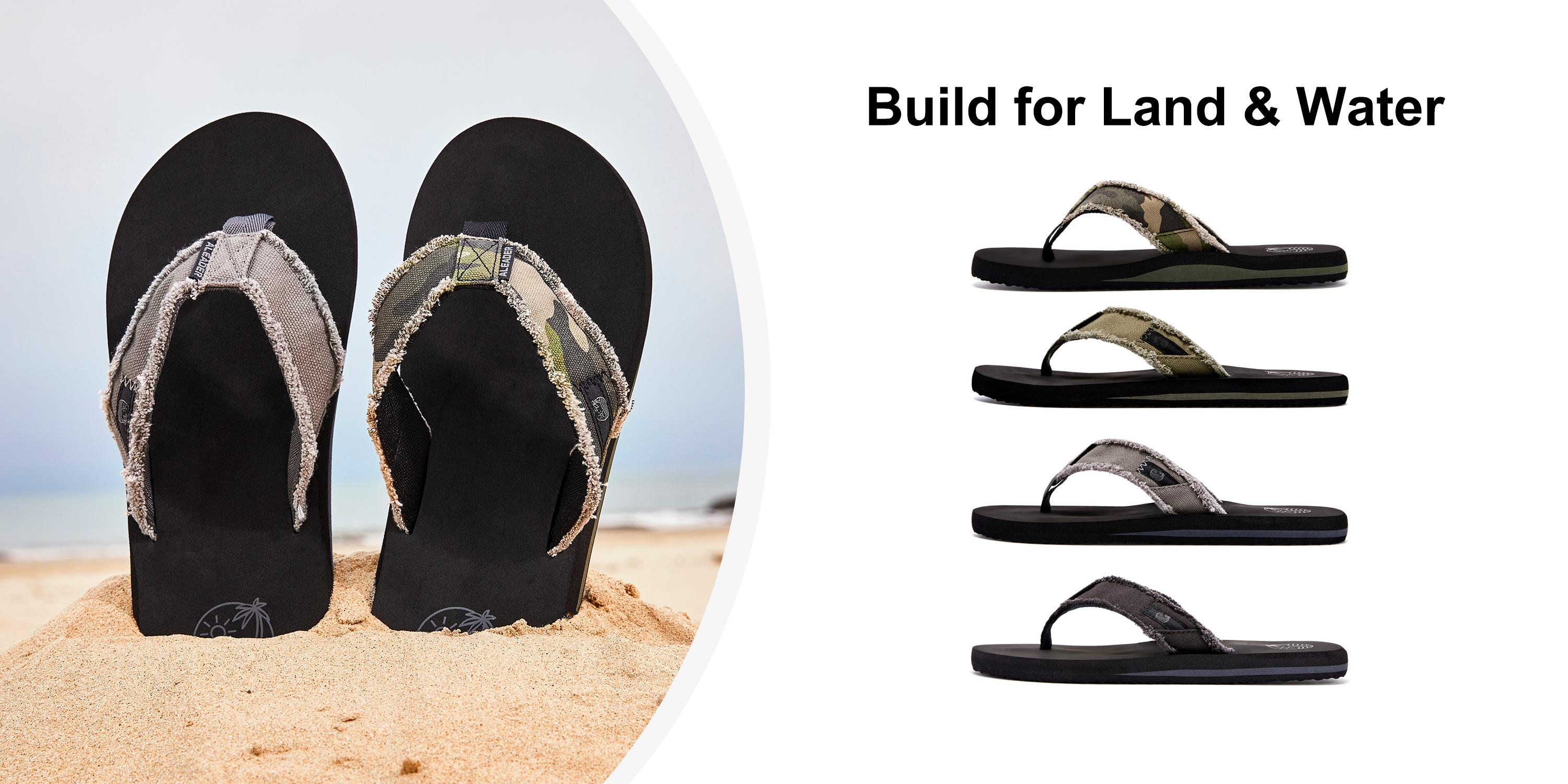 ALEADER Mens Canvas Flip Flops Summer Comfortable Slippers Walking Shoes Home Shoes Fashionable Classic Versatile SpringStatements