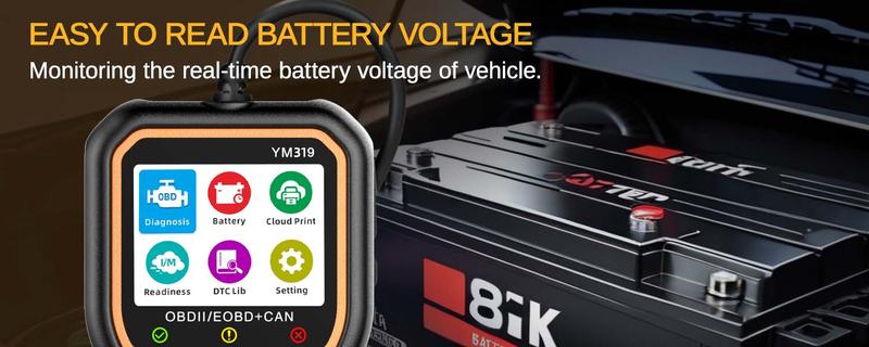 This Hill OBD2 Scanner Diagnose Tool - Battery Tester 2 in 1, Read/Clear Car Check Engine Light Code Reader - OBDII Scan Tool & Battery Charging Component Test