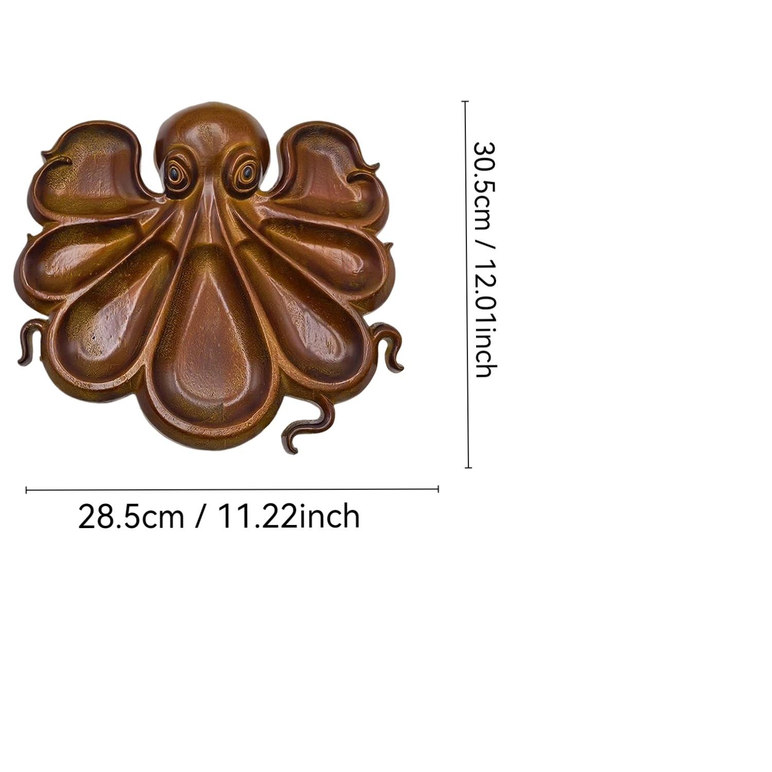 Octopus Wooden Serving Platter, Kraken Tentacle Design, Ocean Theme Tray for Cheese, Meat, Fruit, Bread & Snacks