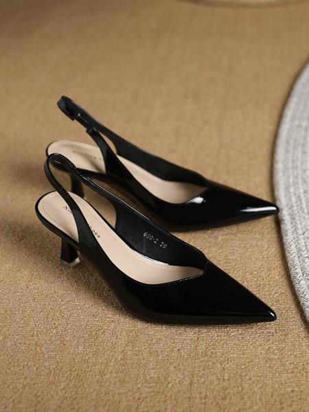 Summer Outfits 2024 Minimalist Temperament Pu Leather Slingback Pumps, Simple Design All-match Solid Color High Heels, Elegant Pointed Toe Slip on Shoes for Daily Work Office