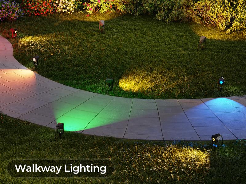 RGB Low Voltage Landscape Lighting, 4 Pack Spotlight Outdoor with Remote Control, IP65 Waterproof LED Landscape Lights for Pathway Yard Garden Lawn Patio Decorations