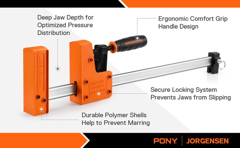 #JumpstartSale Jorgensen Bar Clamp Set, 2-pack 90° Parallel Clamp Cabinet Master, Steel Jaw Bar Clamp for Woodworking, 1500 lbs load Limited