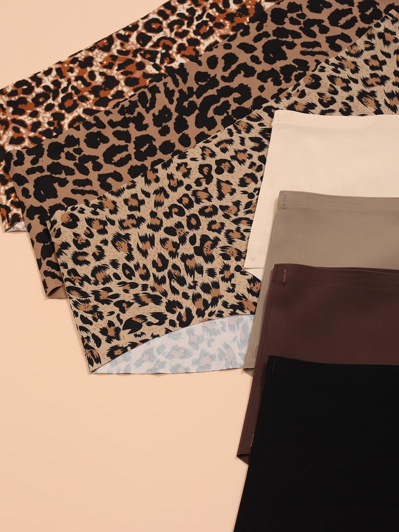 Women's Leopard Print / Plain Panty, Soft Comfy Breathable Seamless Crotch Design Knicker for Daily Wear, Underwear for All Seasons