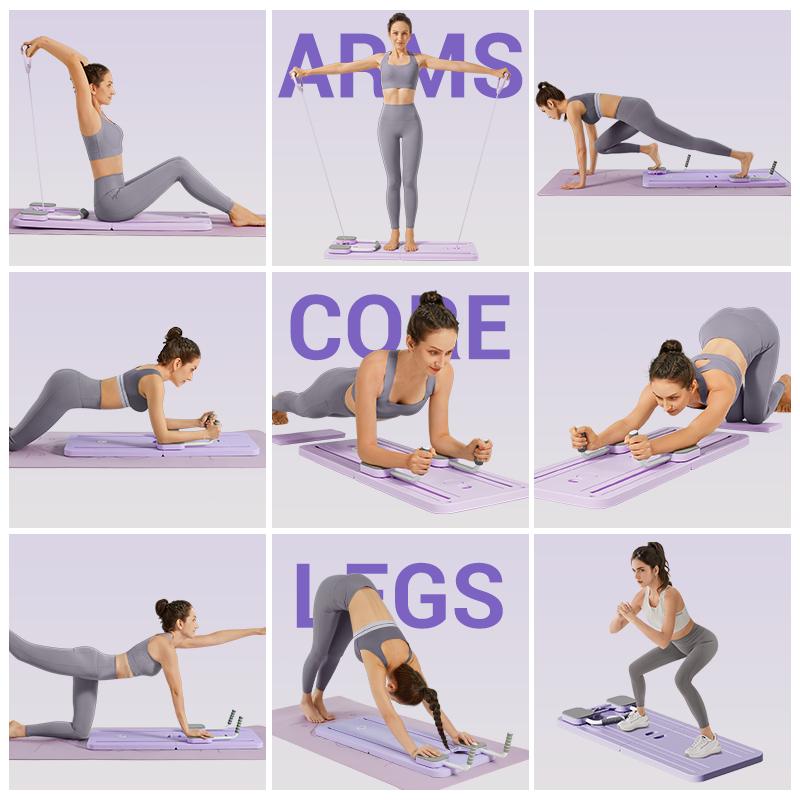 UMAY Pilates Board with Yoga Socks - Pilates Equipment Set, Multifunctional Foldable Home Pilates Board, 5-in-1 Pilates Skateboard