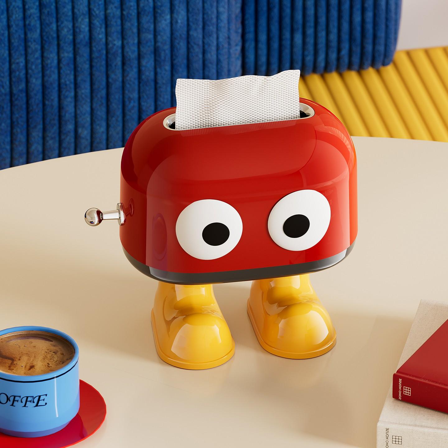 Cute Healing Series Tissue Box, Big- Footed Tissue Box, High Aesthetic Paper Holder, Creative Hook Spring Adjustable, Home Living Room Desktop