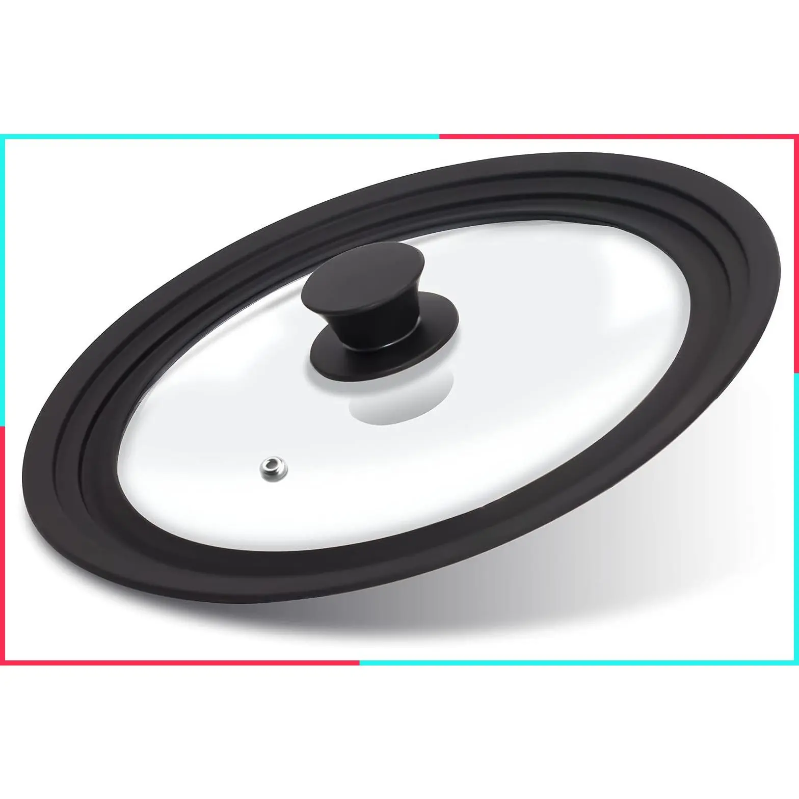 Silicone Universal Lid for Pots, Pans and Skillets - Tempered Glass with Heat Resistant Silicone Rim Fits 9.5", 10" and 11" Diameter Cookware - Easy to Use Replacement Frying Pan Cover