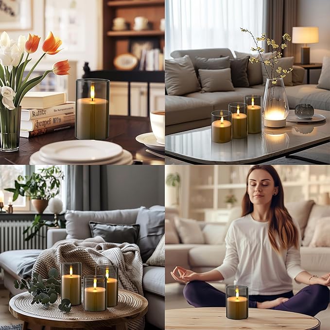 Flameless Candles with Remote and Timer, Operated Flickering LED Pillar Candles for Romantic Ambiance and Home Decoration,3Pack (D:3.2" x H:4" 5" 6").... diptyque candle warmer lamp candles wax melts