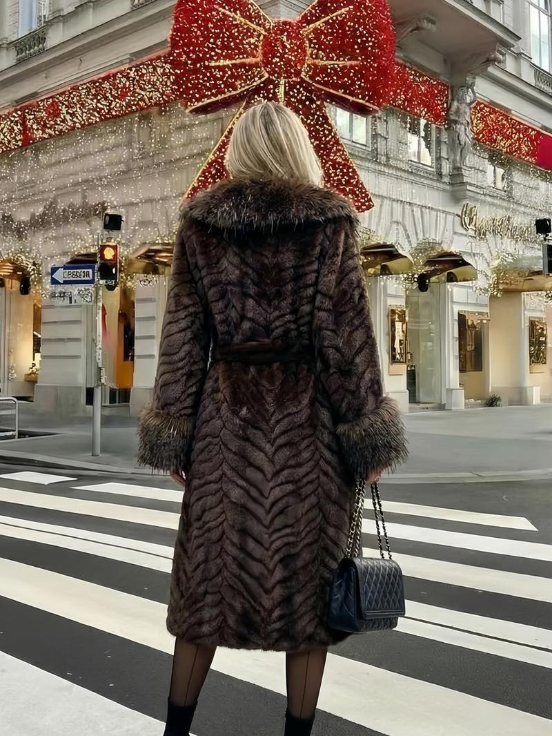 Women's Faux Fur Coat, Winter Fashionable Long Sleeve Jacket, Casual Daily Wear Outerwear, Warm & Stylish Design