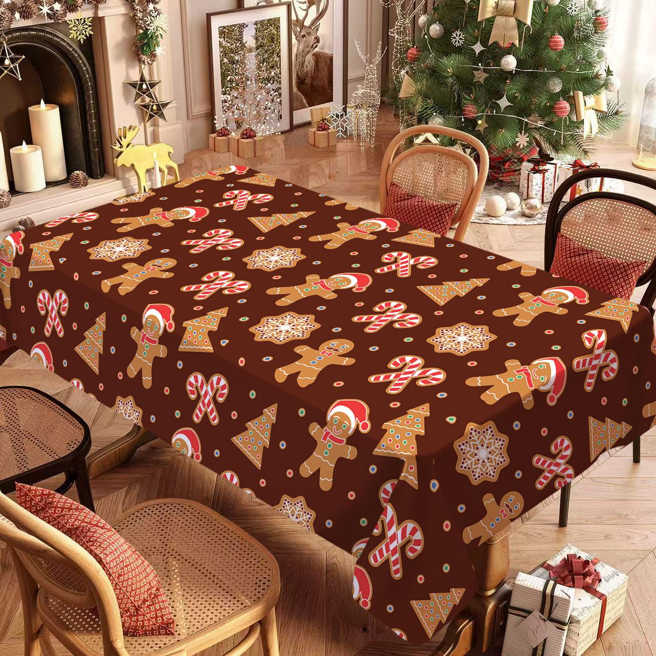 Rectangular Christmas Tablecloth, Gingerbread Man Design, Holiday Party Decorations, Best Christmas Gift, New Year Eve Dinner Decoration