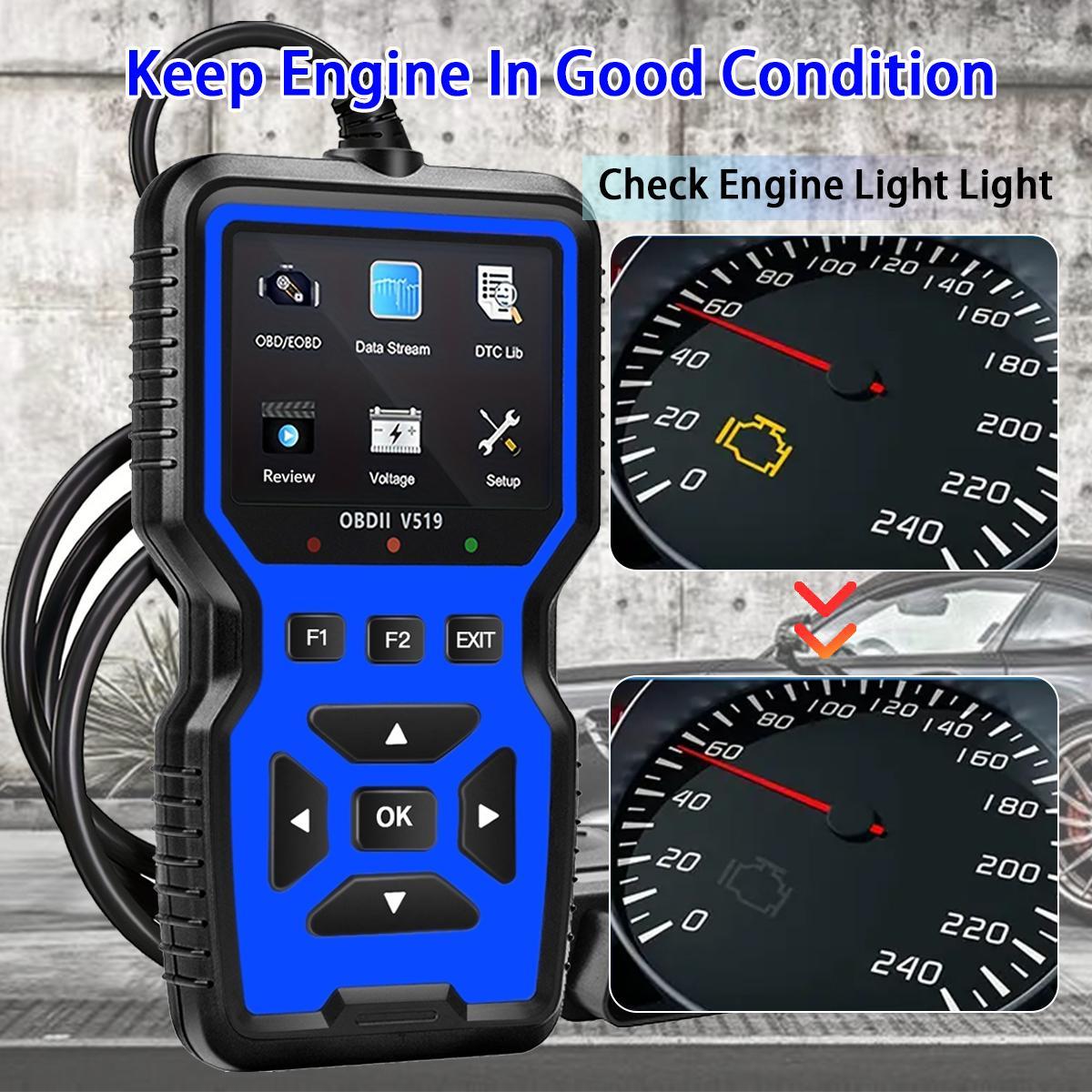 Car OBD2 Scanner Diagnostic Tool, Car Voltage Tester Engine Fault Code Scanner, EOBD+CAN Charging Tester Diagnostic Tool, Car Battery Tester, Digital Automotive Tester