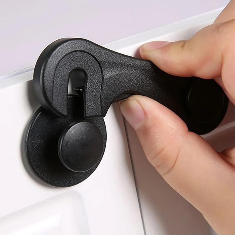 2pcs Multifunctional Industrial Science Safety Lock Safety Cabinet Drawer Door Buckle Home black Bathroom Refrigerator Lock, Freezer Lock