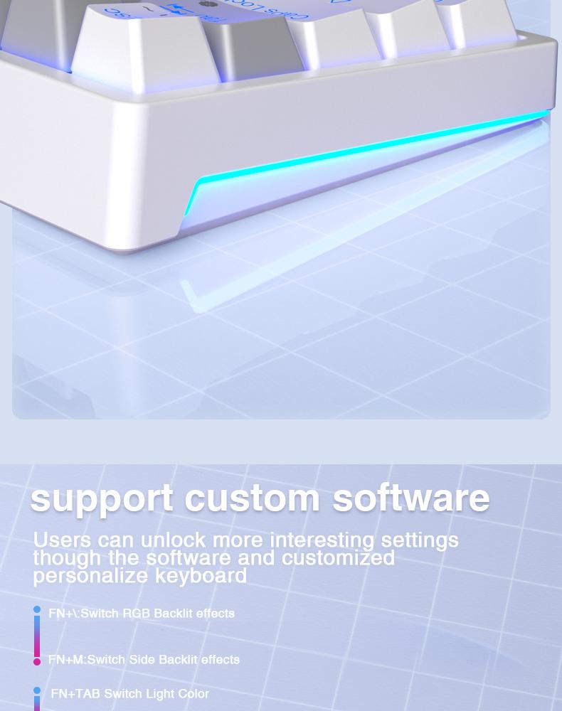 Solakka SK961 wireless mechanical keyboard, 60% keyboard, three-mode connection RGB backlight, programmable wireless gaming keyboard, gaming office, birthday gift FallFreshness