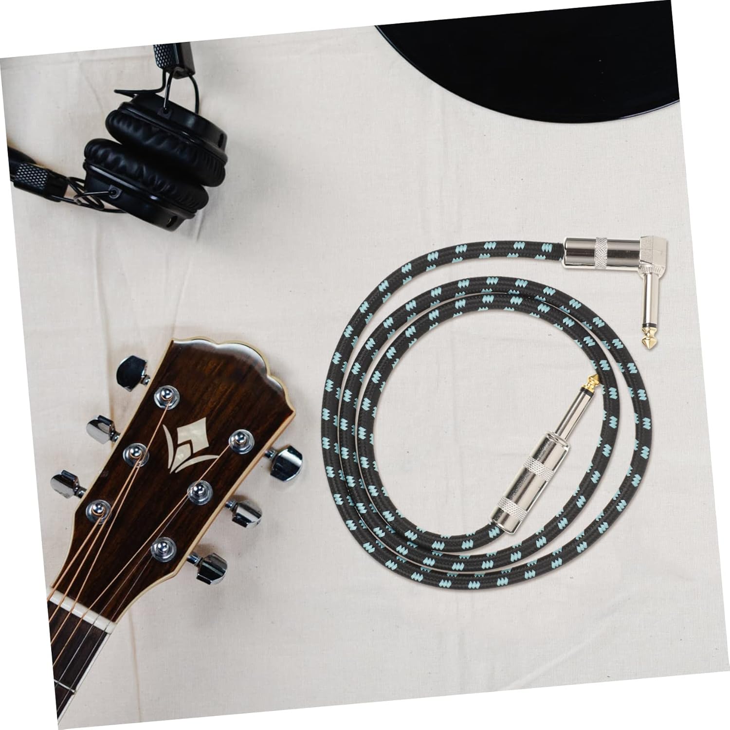 Hhdzi Electric Guitar Noise Reduction Cable, Straight + L-Type 6.35mm Jack, High Shielding, Pure Sound, Stage, Band, Studio Use, Instrument Accessories