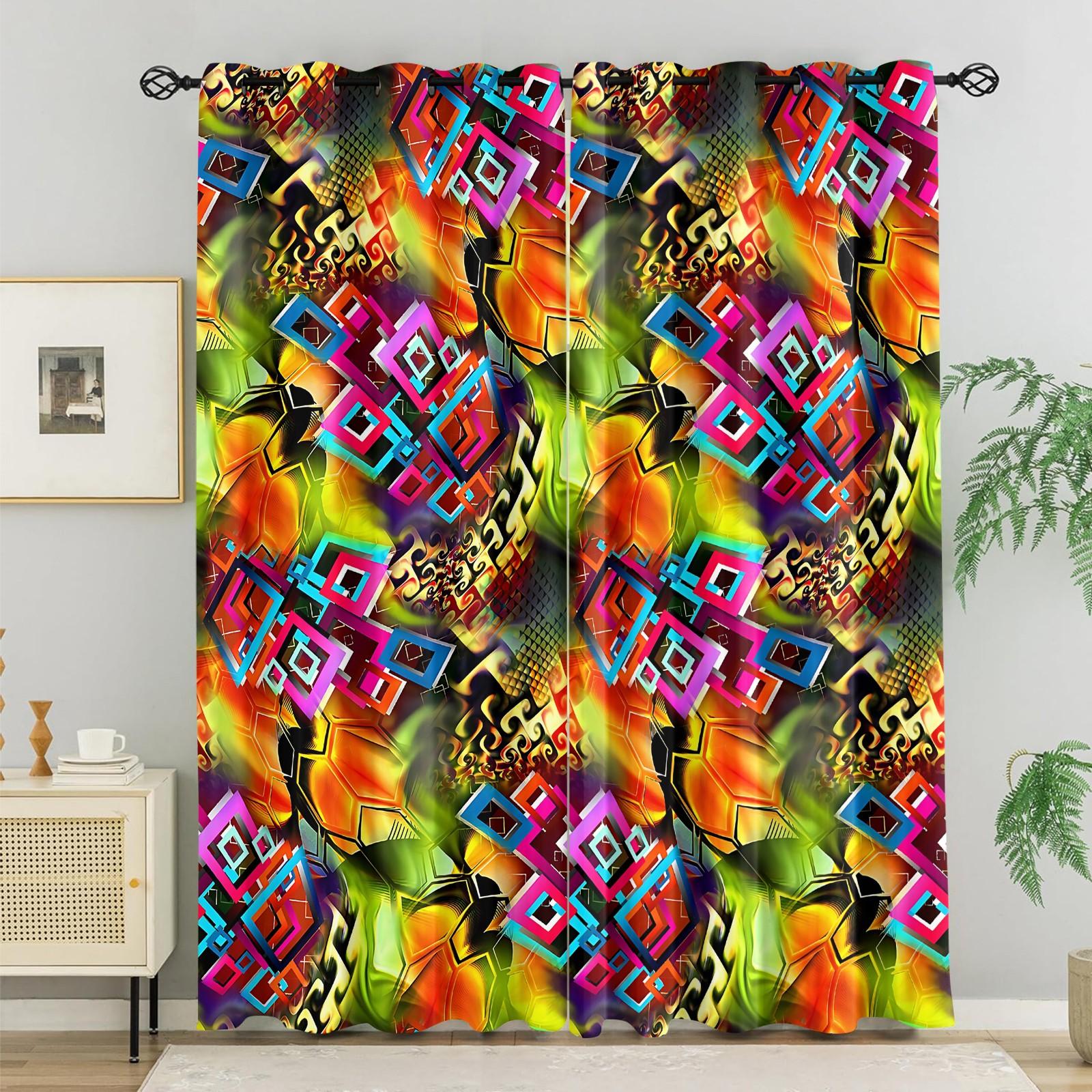 2 Panels Boho Paisley Print Blackout Curtains, Vintage Ethnic Style Darkening Grommet Window Drapes, HD Digital Print, Soft Durable & Light Blocking, Perfect for Bedroom, Living Room, Dorm & Studio Home Decor