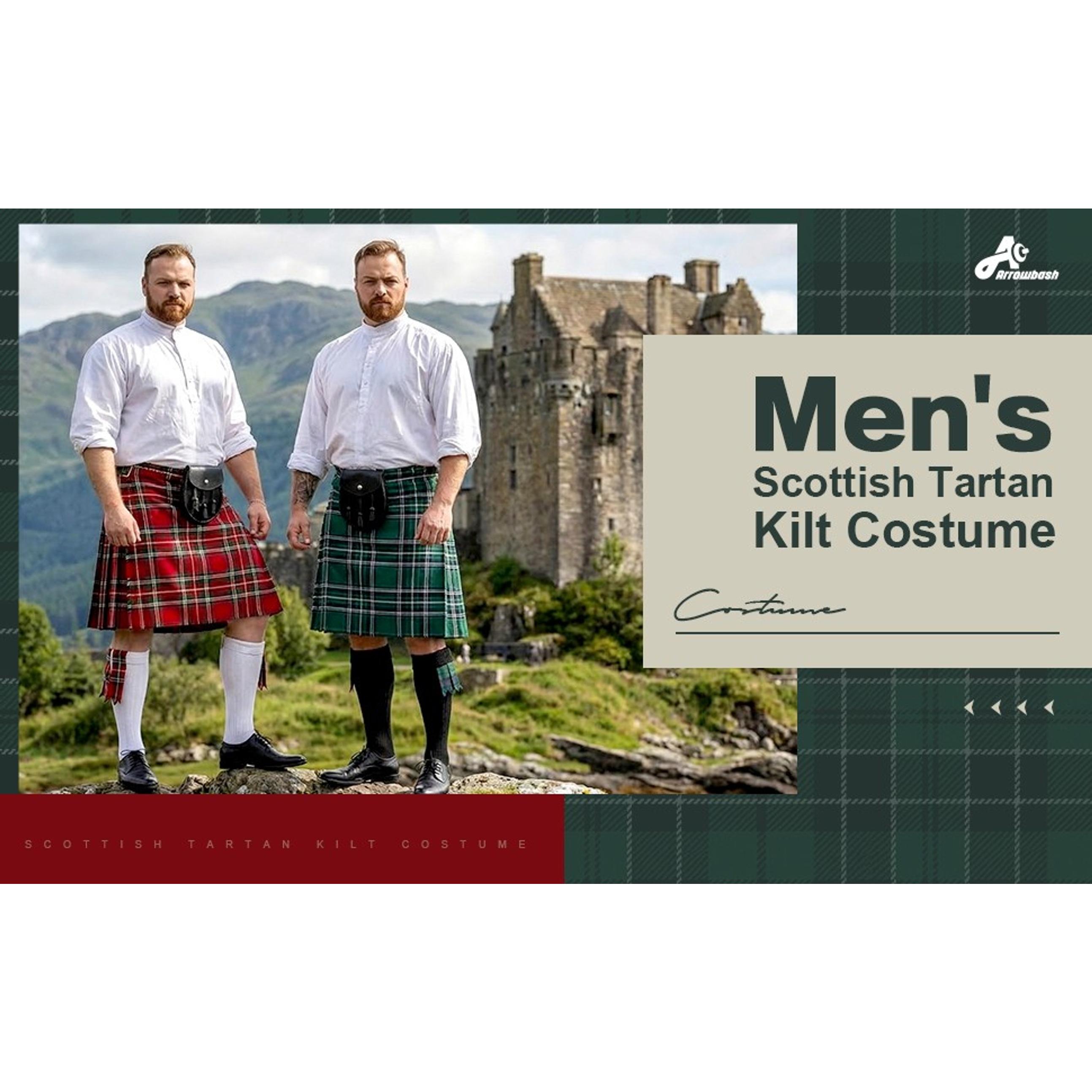 3 Pcs Men Scottish Kilt Accessories Irish Traditional Scottish Socks Tartan Hose Flashes SporranGift