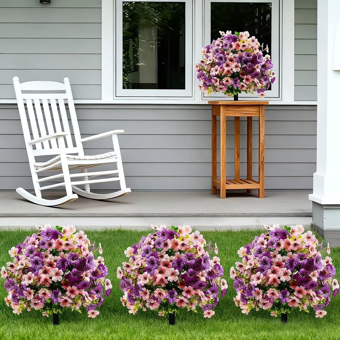 1/2 Pack Artificial Violet Tree with Ground Stake, UV Resistant Plastic Fake Flower Bush, Vibrant Faux Flowers, Decorative Faux Flowers, Artificial Flower Decorations, Colorful Flowers for Indoor Outdoor Easter Garden Wedding Decor, Artificial Plants