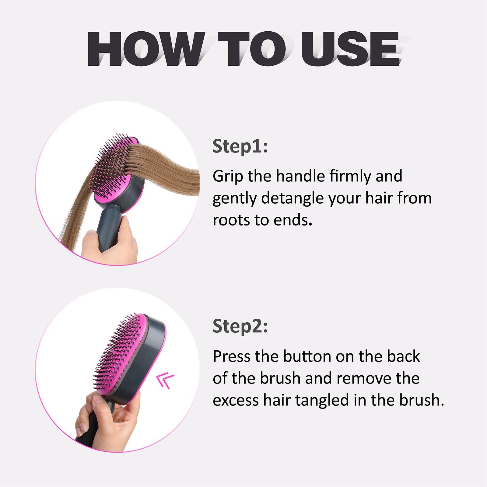 1pc Press-Down Easy-Clean Hair Comb, Anti-Tangle Scalp Massage Brush, Anti Tangle Brushes, Dry/wet Use Styling Comb, Detangling Brush For Curly Hair, Ideal for Long Curly Hair, Short Hair, Home, Salon, Travel