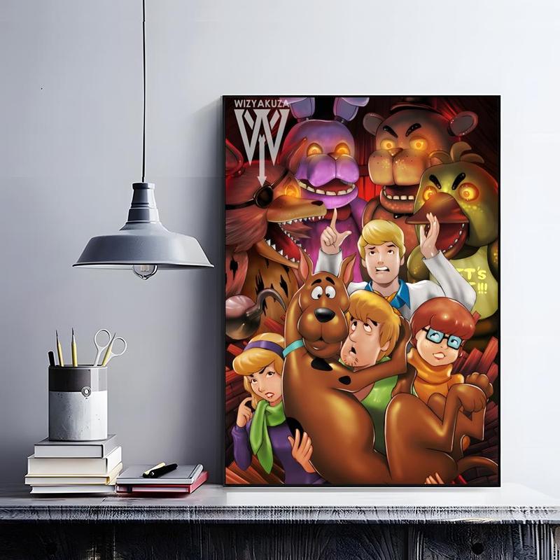 Iconic Horror Survival Game Franchise F-Five Nights at Freddy's Poster HD self-adhesive fade-proof waterproof wrinkle-resistant poster stickers Wall Art suitable for living room bedroom dormitory cafe bar background decoration wallpaper and gifts