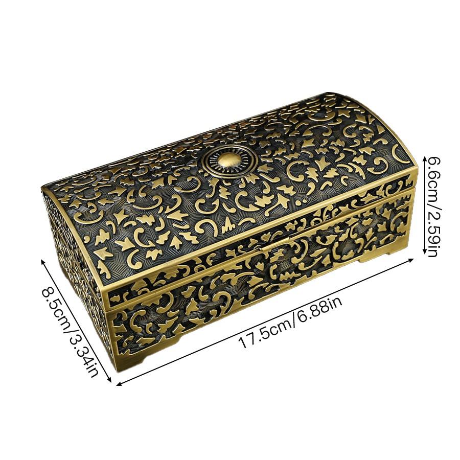 Vintage Engraved Jewelry Box | Luxury Antique Storage for Necklaces, Rings & Earrings | Dustproof Organizer
