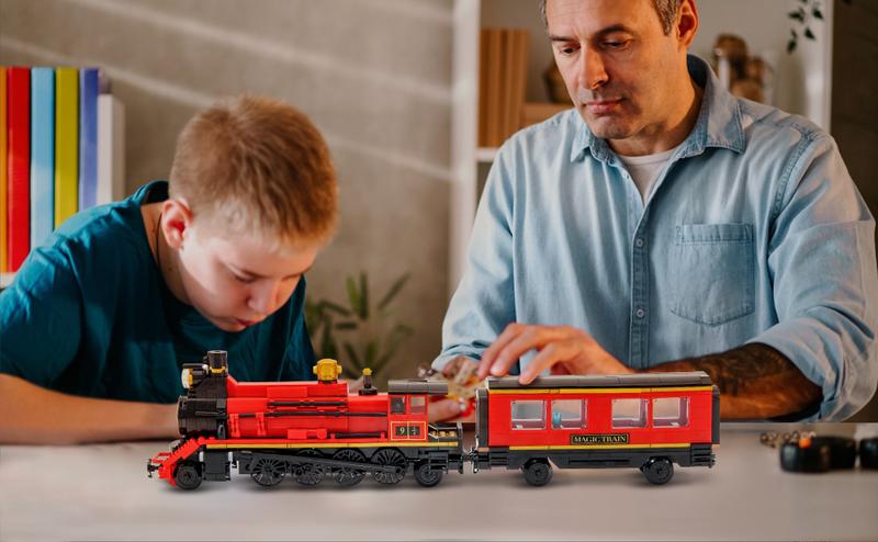 2in1 Harry Magic Train & Bookends Building Set, Valentine's Day gifts Home Decorative Building Block Toy, Ideal Collectible & Display Building Toys for Adults & Children,Cool Bookshelf Organizer & Home Decor 1068PCS  vdaygift