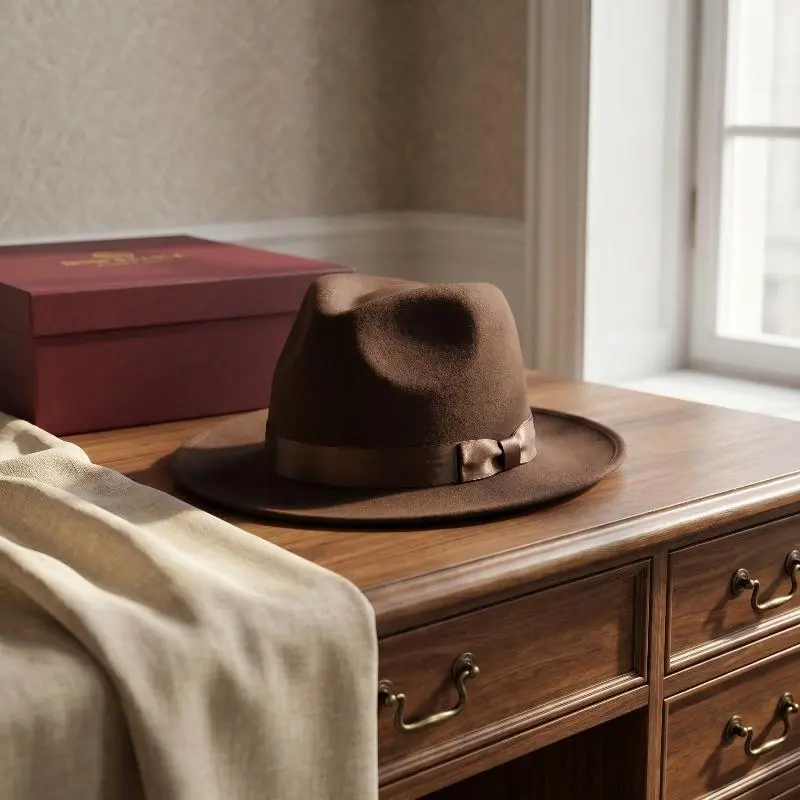 Premium Felt Wide-Brim Fedora Hat with Elastane, Adjustable Band, Ribbon Accent - Vintage Breathable Accessory for Formal Events, Everyday Wear, Solid Plain