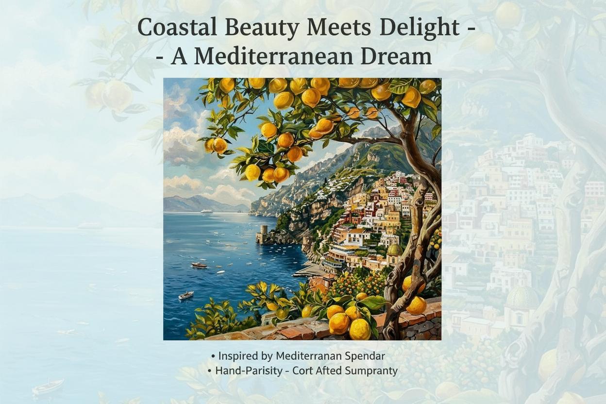 Vintage Amalfi Lemon Coast Bath Curtain, Italian Sea View Fabric Bathroom Curtain, Soft Polyester, Home Decor, Hotel Bathroom Decor